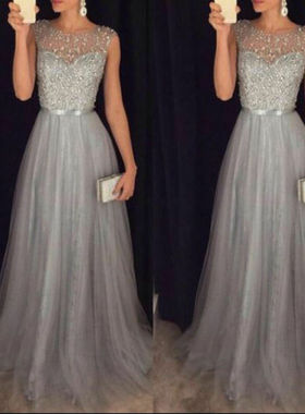 de noche de malla sin mangas de cintura alta con lentejuelas