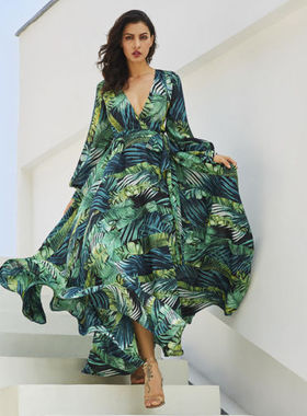 -cuello elegante Casual vestidos Vestido de talla grande 3XL