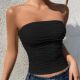 strapless 纯色休闲修身 slim Sleeveless fit top 无袖 套头上衣女