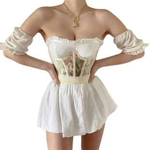 Elastic Camis Art Body Bouquet Waist Printed Design Shaping