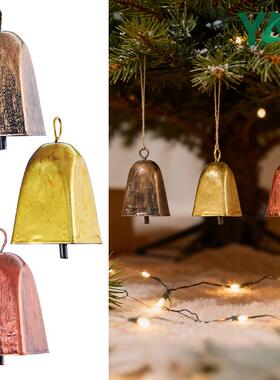 跨境热卖做旧方形铃铛古铜色圣诞铃铛装饰品庭院挂件铁艺牛铃