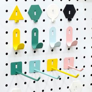 圆形洞洞板挂钩圆孔挂勾置物架diy配件彩色壁挂勾子黑色U型挂件