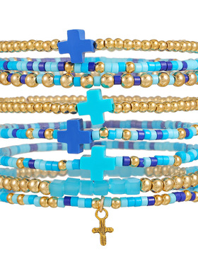 A simple rice bead elastic cross bracelet for ladies休闲手串
