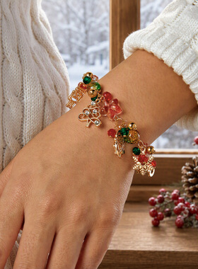 Santa Claus snowflake pendant bracelet party gift for women