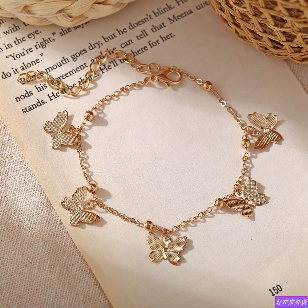 Cross-border Jewelry sandy beach hollow out pendant anklet - 实物图