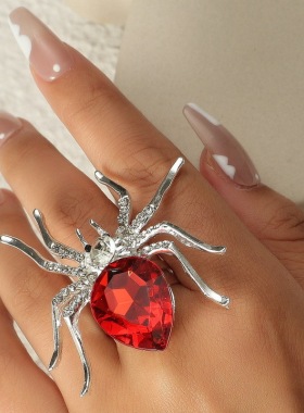 Halloween Spider Engraved Adjustable Ring for Women万圣节