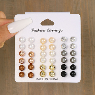 American stud fashionable pearl set耳钉女 imitation European