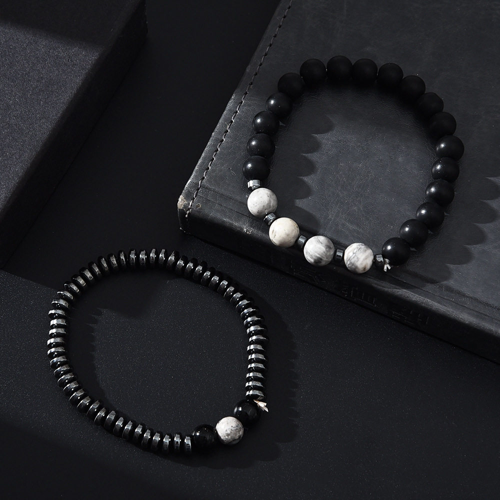 Cross-border frosted stone combination bracelet for boys男生