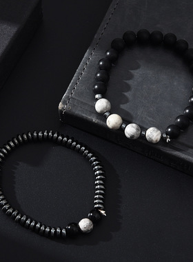Cross-border frosted stone combination bracelet for boys男生