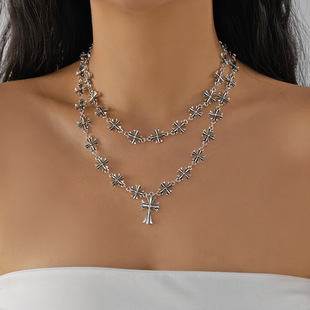 Retro Cross Necklace Hip-Hop Jewelry for Women跨境女士项链