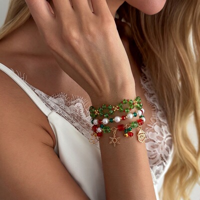 Christmas tree elk garland beaded combination bracelet圣诞节
