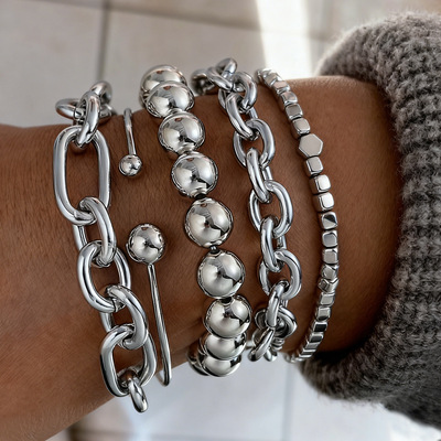 Cross-border large bracelet 5-piece set for women跨境手镯女