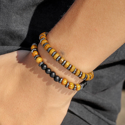 Cross-border men's style elastic bracelet jewelry跨境男手串