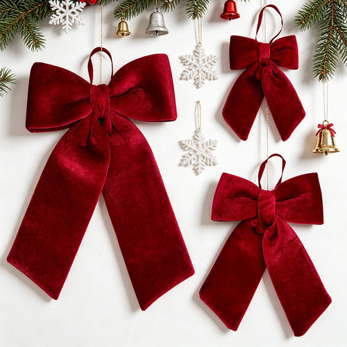 Christmas decoration handmade DIY red bow tie圣诞节装饰品