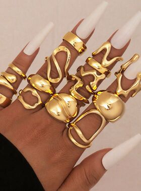 Jaw ring 15 pieces cross-border jewelry for women跨境女戒指