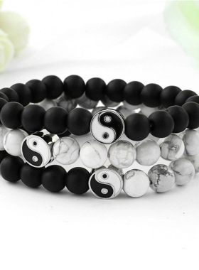 Cross-border handcrafted white serpentine bead bracelet男士