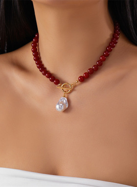New style necklace imitation pearl OT clasp handmade jewelry