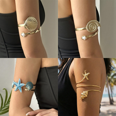 Cross-border female beach bar silver arm ring跨境女时尚臂镯