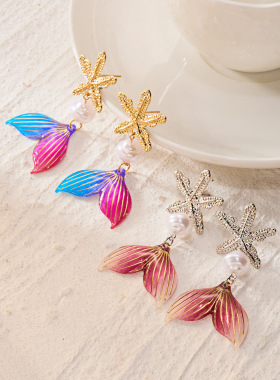 Fish-tail earrings fashionable accessory for women跨境女耳环