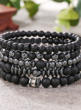 Cross-border black coral bracelet for men's accessories男生