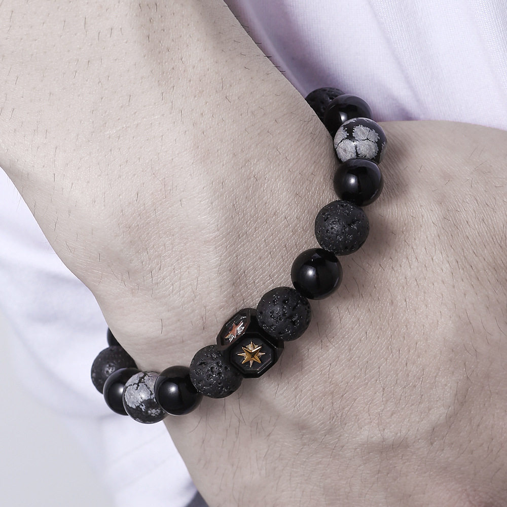 Snow bracelet Hexagram 10MM men atmospheric bracelet跨境手串