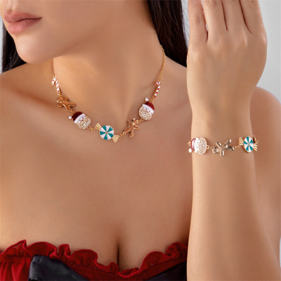 Christmas gingerbread man walking stick jewelry圣诞节首饰女