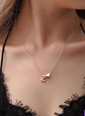 欧美时尚爱心26个英文字母项链