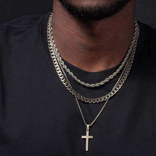 Stainless steel cross pendant necklace for men跨境男生项链