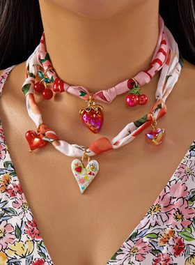 Silk scarf, necklace, cloth strip accessories for women配饰