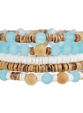 Beach vacation wooden bead coconut shell bracelet休闲手串女