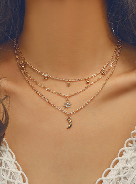 Cross-border jewelry - Star and Moon pendant necklace女项链