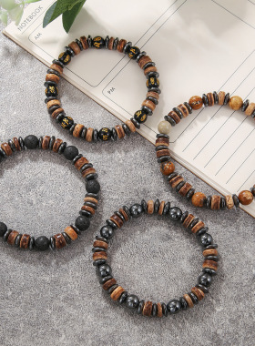 Cross-border fashionable wooden bead elastic bracelet潮手链