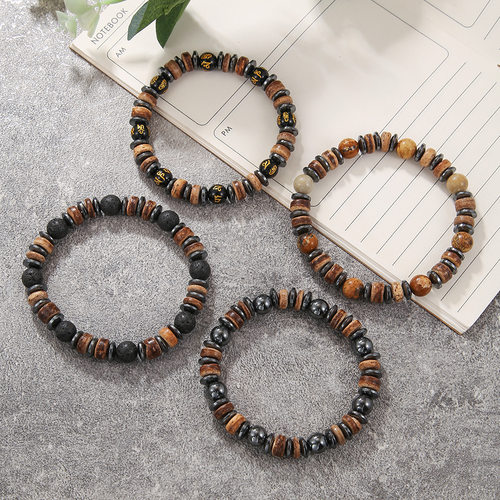 Cross-border fashionable wooden bead elastic bracelet潮手链