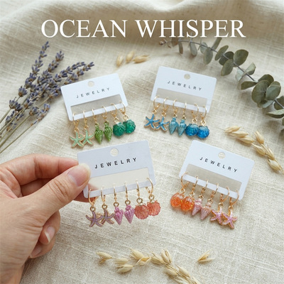 Beach Earrings Holiday Sea Star Alloy Ear Hooks for Women女