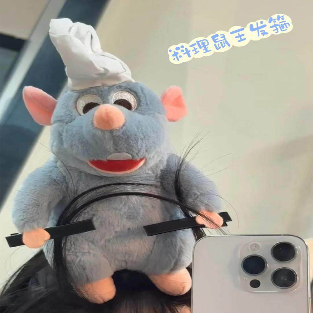 料理鼠王头箍老鼠发箍抓刘海头饰小老鼠发夹薅头发搞怪厨师帽子