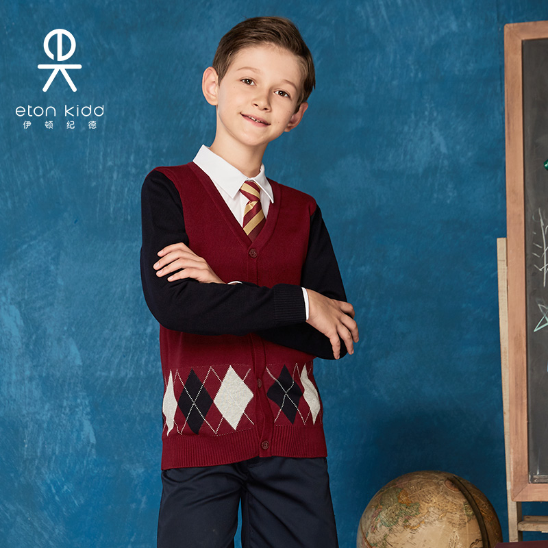 伊顿纪德春新款英格兰开衫针织衫