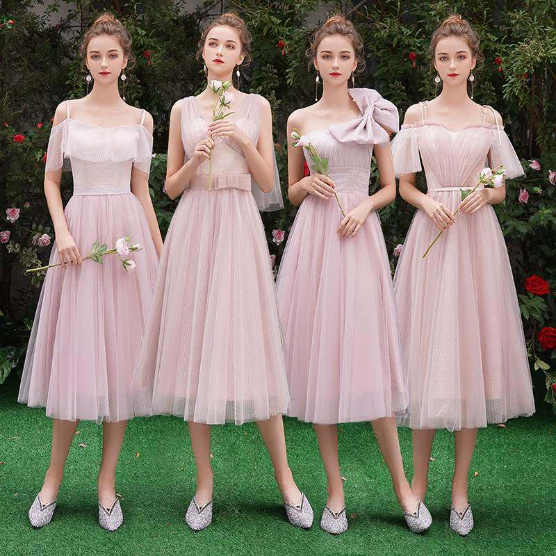 粉色伴娘服2019新款中长款闺蜜姐妹团礼服仙气质婚礼小晚礼服裙女|msdalam kategori Butik wanita / wanita, perkahwinan/Cheongsam/pakaian, pakaian/malam - dari Buy2taobao.com untuk memberikan perkhidmatan ejen Taobao profesional membeli