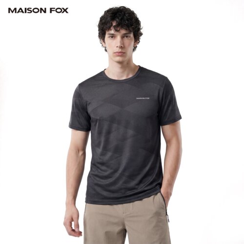 MAISONFOX短袖T恤男款2026新款夏季薄款透气冰丝速干运动上衣大码
