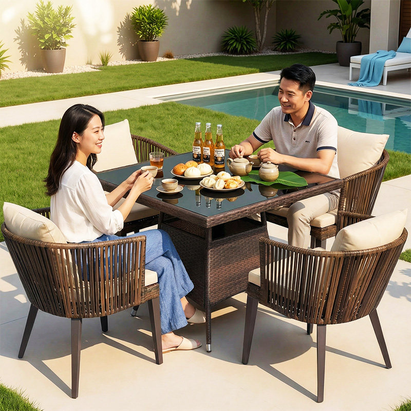 冀隆简约现代铁艺藤编桌椅套件户外庭院多功能仿藤编休闲桌椅组合,住宅家具,桌椅套件,淘宝优惠券,粉丝福利购,淘宝优惠卷