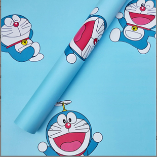 卡通墙纸自粘儿童房防水防潮卧室温馨贴纸墙贴哆啦A梦壁纸背景墙