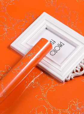 橙色烤漆珠光厨房柜子贴纸防油防水家具橱柜门翻新贴膜厨柜保护膜