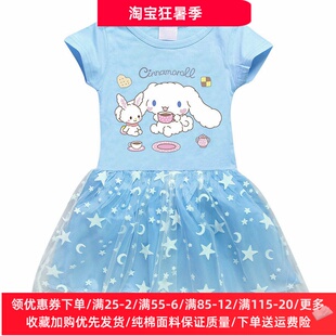 女童夏季大耳狗短袖连衣裙小女孩玉桂狗衣服儿童纯棉T恤裙子夏装