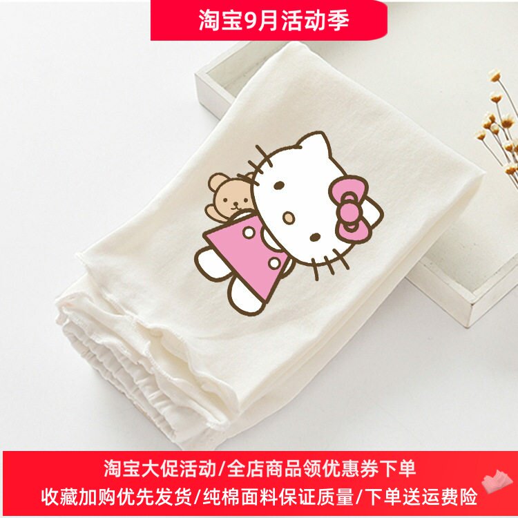 凯蒂猫童装女童木耳边打底裤夏季卡通宝宝七分裤薄款儿童夏装裤子