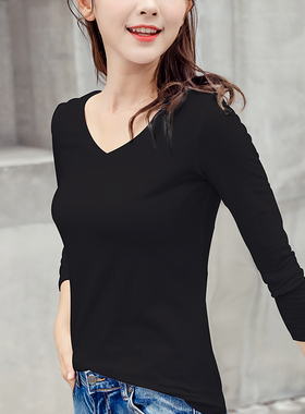 宁静纯棉黑色打底衫女长袖秋冬内搭加绒加厚保暖2020新款洋气上衣