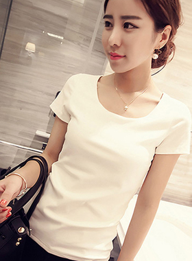 纯棉白色t恤女短袖修身显瘦夏季2025年新款女装纯色紧身半袖体恤