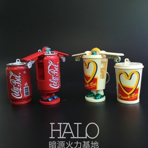 可口可乐铁罐 麦当劳奶茶 变形罐子人偶钥匙扣塑料玩具桌面摆件