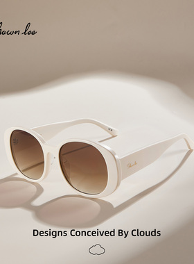 【新年礼物】Shawnlee椭圆复古猫眼奶白色墨镜女款大脸太阳眼镜