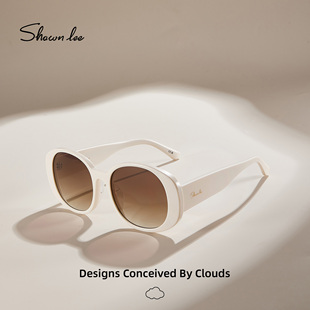 Shawnlee椭圆框复古法式奶白色墨镜女款太阳眼镜防紫外线防晒遮阳
