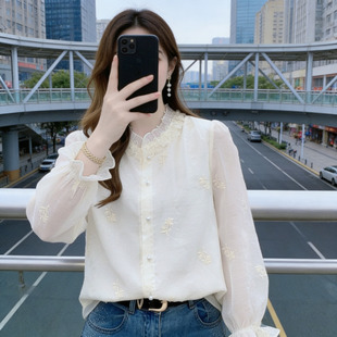 小个子气质雪纺衬衫女士2026年早春新款百搭打底小衫减龄洋气上衣