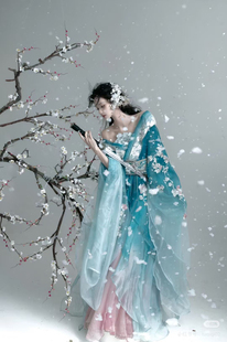 原创汉服女【涂七七杏花花神】十二花神春夏季重工刺绣诃子裙套装